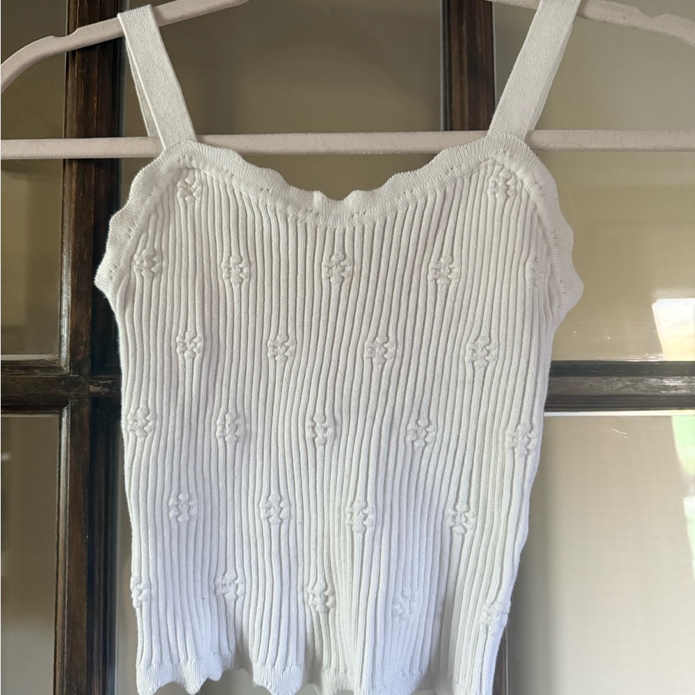 Juniors SO Embroidered Floral White Textured Knit Camisole